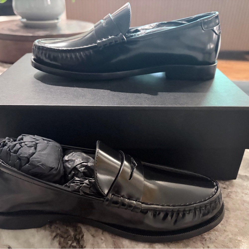 YSL Saint Laurent Black Leather Penny Loafers Size EU 36 NWT